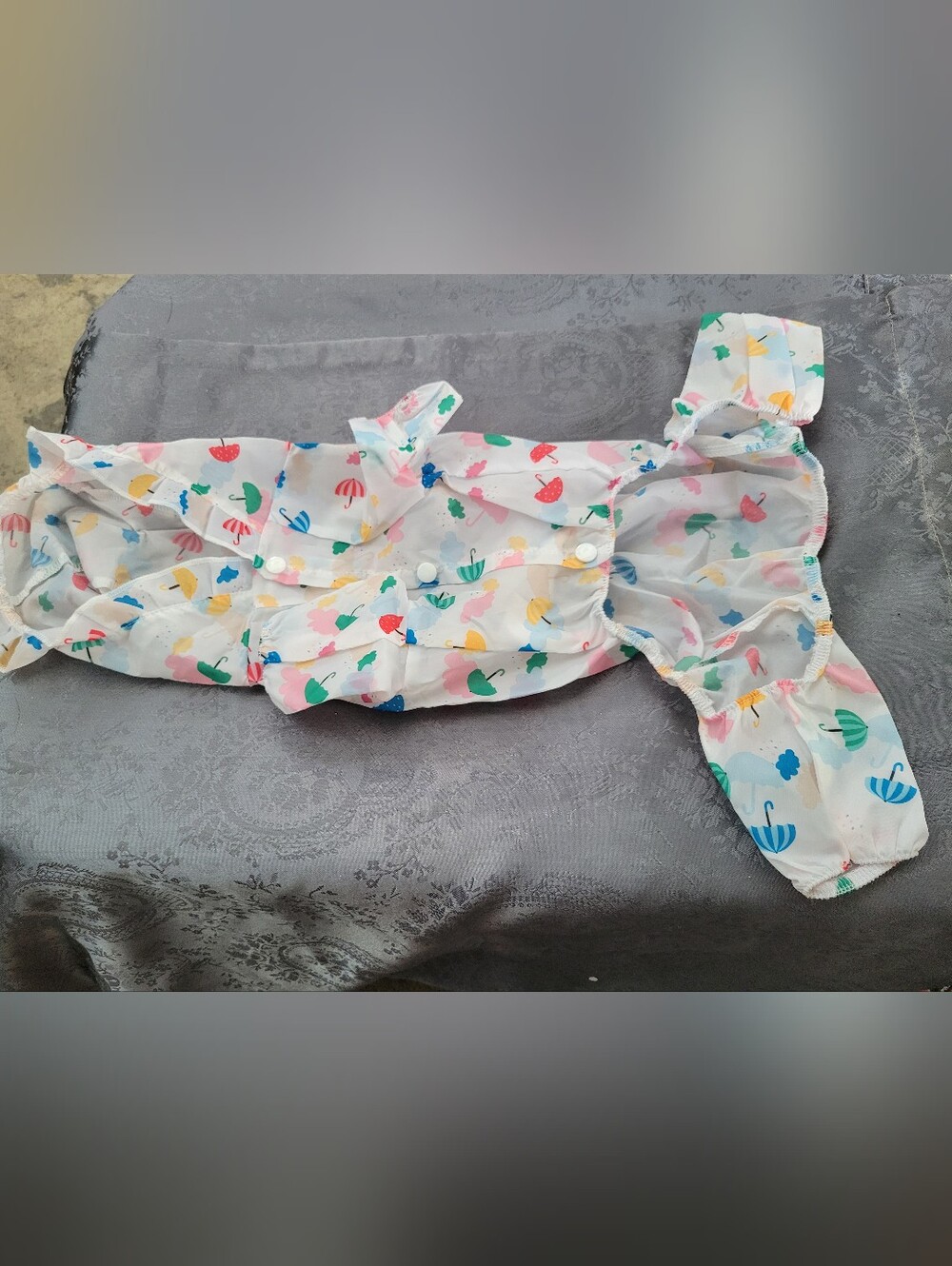 Dog Raincoat Onesie With Elastic Straps, Umbrella Print